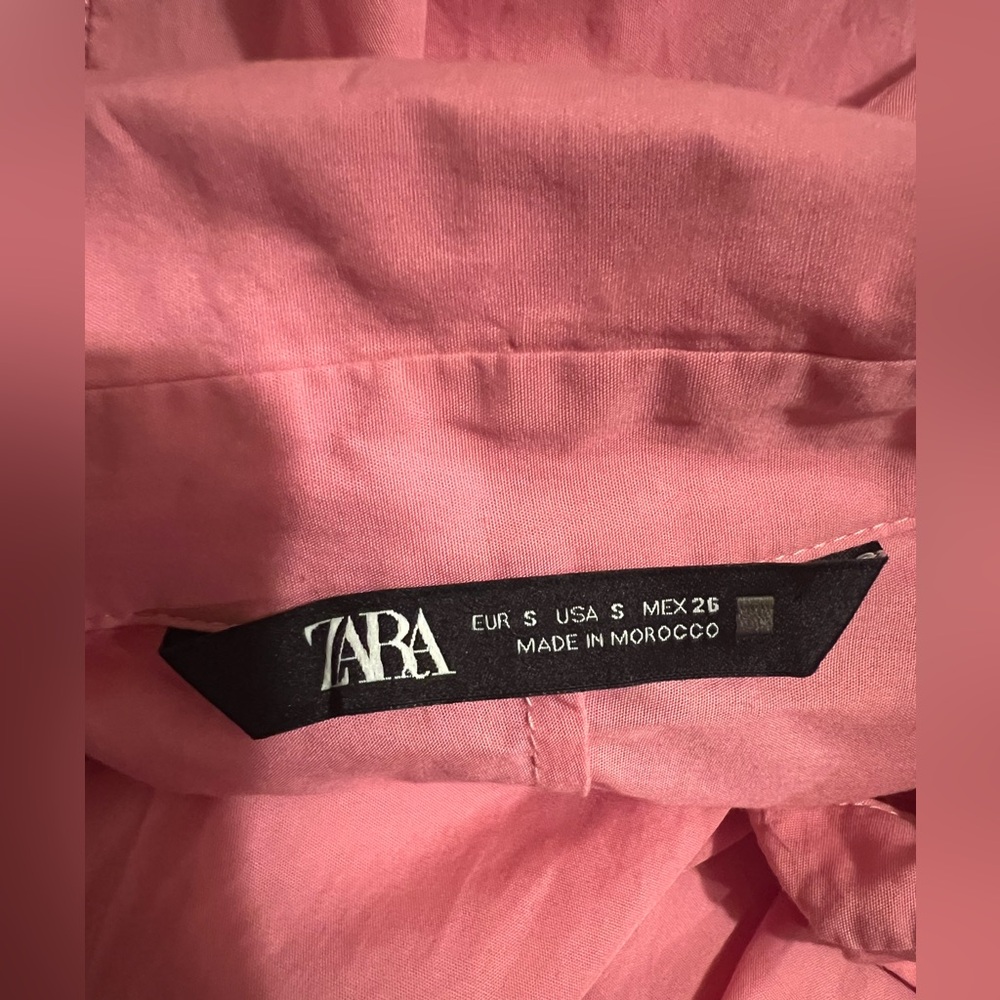 Zara * Pink Short Poplin Dress Long Sleeve Womens Size Small - Picture 5 of 6